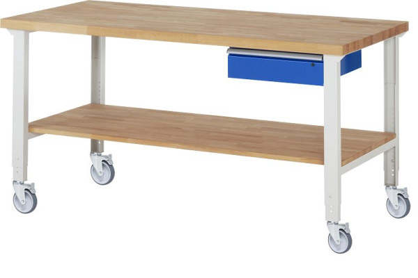 RAU verrijdbare werkbank (in hoogte verstelbaar) 7001A7, 2000x900x950-1000mm, 4 zwenkwielen, 05-7001A7-209B4H4.11