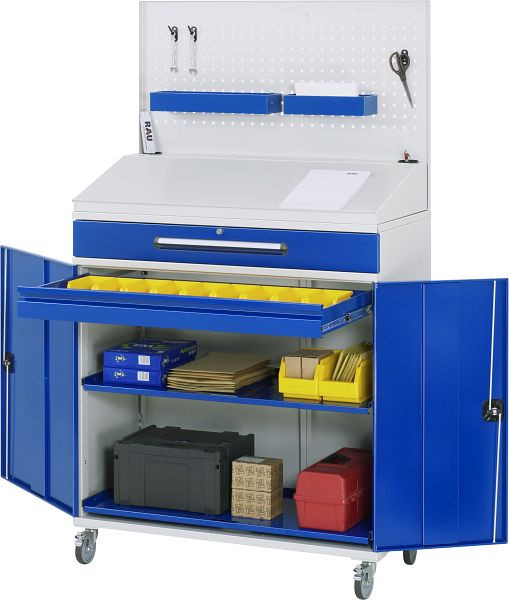 RAU zijkast sta bureau - model 04, B1100 x D520 x H1235/1345/1895 mm, 07-1100-M04F.11