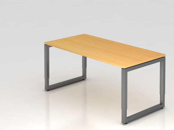 Hammerbacher bureau O-voet vierkant 160x80cm beuken/grafiet, rechthoekige vorm met zwevend tafelblad, VRS16/6/G