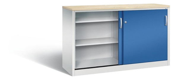 C+P dressoir met schuifdeuren Acurado, H1000xB1600xD500mm, kleur: lichtgrijs / gentiaanblauw, beugelgreep, 2156-00 S10152