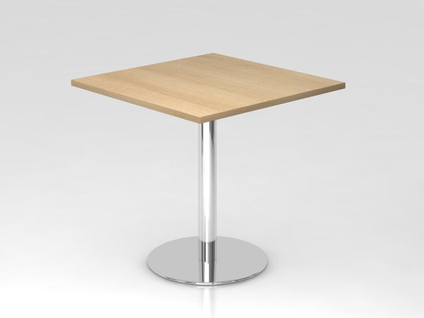 Hammerbacher vergadertafel 80x80cm eiken/chroom, verchroomd frame, VSTF88/E/C