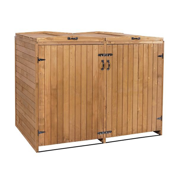 Mendler XL 2-/4-rolcontainer bekleding HWC-H74, klikobox, uitbreidbaar 120x75x96 hout, bruin, 73980+74652