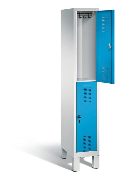 C+P locker dubbeldekker Evolo, H1850xB320xD500mm, kleur: lichtgrijs/lichtblauw, 48310-10 S10036