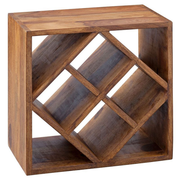 Wohnling wijnrek Sheesham massief hout 40x40x25cm 8 flessen, WL5.673