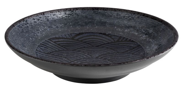 APS schaal -DARK WAVE-, Ø 22,5 cm, hoogte: 5 cm, 0,75 liter, melamine, binnen: decor, buiten: zwart, 84911