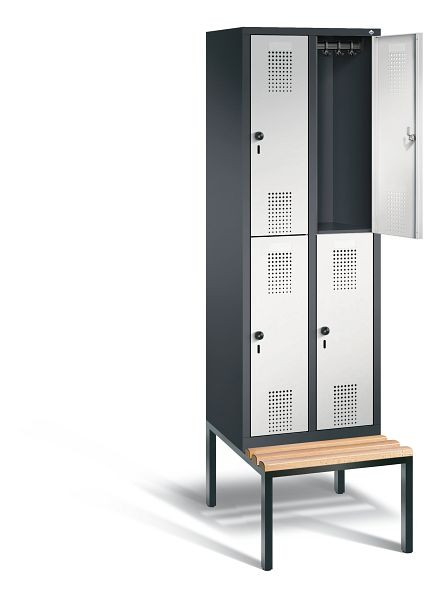 C+P locker dubbeldekker Evolo, H2090xW610xD815mm, kleur: zwartgrijs/lichtgrijs, 48350-20 S10124