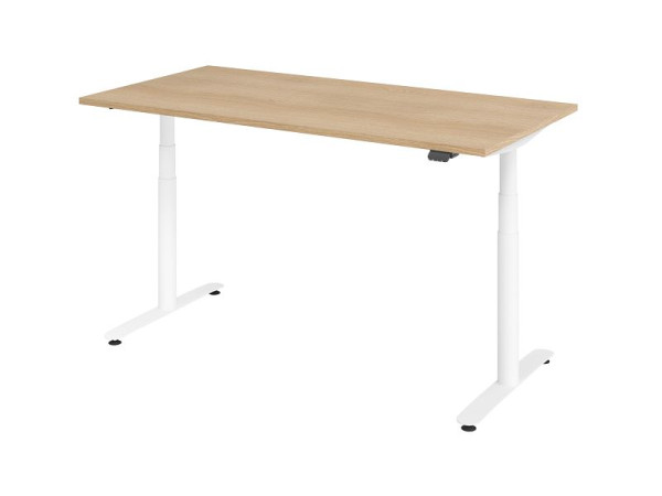 Hammerbacher zit-sta bureau elektrisch 160x80cm eiken/wit, VXDLR16/E/W