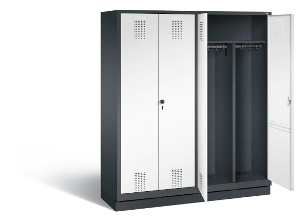 C+P zwart wit locker Evolo, H1800xB1590xD500mm, kleur: zwartgrijs / verkeerswit, 48022-42 S10033