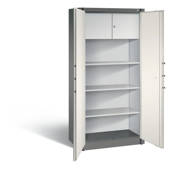 C+P brandbeveiligingskast Certos, H1950xW930xD500mm, kleur: vulkaangrijs / parelwit, handgreep, 4 OH, 1170-100 S10237