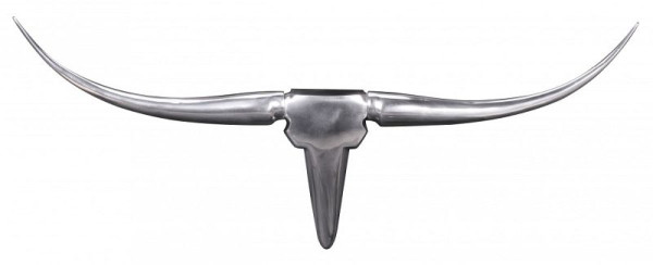 Wohnling stierengewei S wanddecoratie 74 cm breed aluminium zilver aluminium decoratie wandgewei designdecoratie, WL1.246