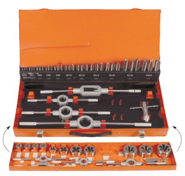 Projahn draadsnijgereedschapset HSS-G 55 delig M3-M20, 2 tapsleutels, 91005