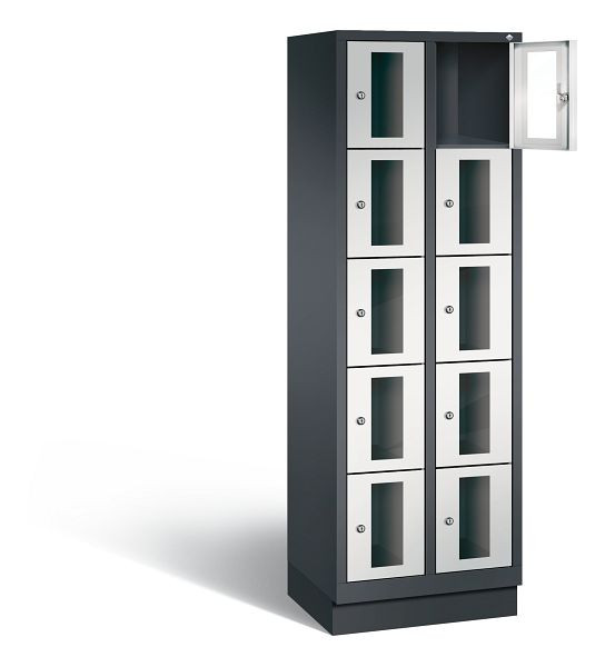 C+P lockerkast Classic, H1800xB610xD500mm, kleur: zwartgrijs/lichtgrijs, 8020A205 S10013