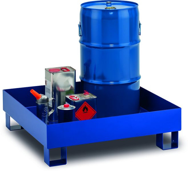 Cemo opvangbak type SW65/4, gelakt RAL 5002, zonder rooster, staal, 60 liter, 4 vaten, 11475