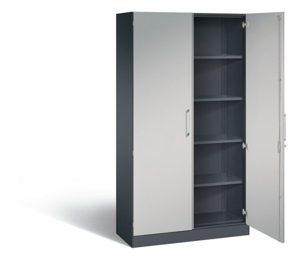 C+P vleugeldeurkast Asisto, H1980xB1000xD435mm, kleur: zwart grijs/wit aluminium, beugelgreep, 5 niveaus, 141002-000 S10109