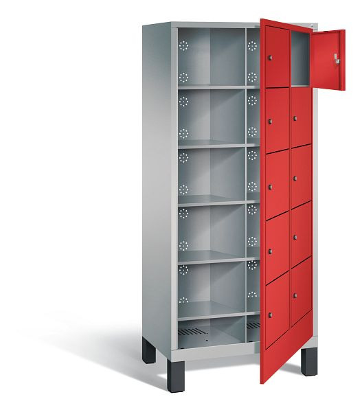 C+P wasverzamelkast Evolo, H1850xW810xD500mm, kleur: wit aluminium / vuurrood, 48060-205 S10145