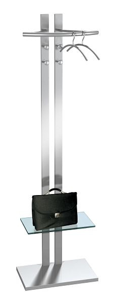 Kerkmann staande kapstok G8, B 670 x D 370 x H 1800 mm, aluminium zilver, 30622214