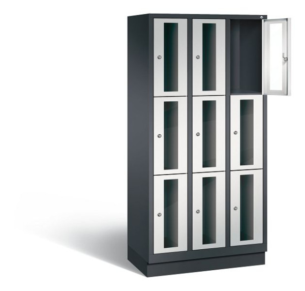 C+P lockerkast Classic, H1800xB900xD500mm, kleur: zwartgrijs/lichtgrijs, 8020A303 S10013