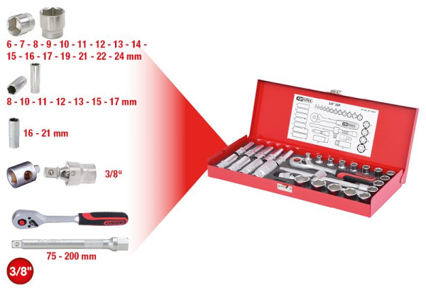 KS Tools 3/8" dopsleutelset, 30-delig, 917.4031