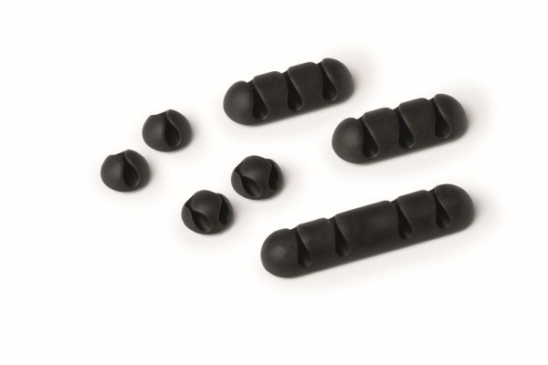 DURABLE kabelclipset CAVOLINE® CLIP MIX (zelfklevend, voor elk 1, 2, 3 of 4 kabels), 7 stuks, grafiet, VE: 7 stuks, 504137