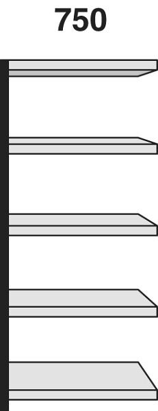 Kerkmann stellingveld Stora 100, B 750 x D 300 x H 1900 mm, zilver/lichtgrijs, 51248614