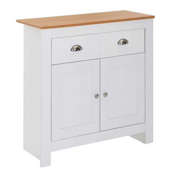 Wohnling dressoir met 2 laden 79x81x34,5 cm ladekast wit / modern eiken, design dressoir hoog met deuren, lade ladekast woonkamer, WL6.387