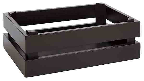 APS houten kist -SUPERBOX-, 29 x 18,5 cm, hoogte: 10,5 cm, acaciahout, zwart, geschikt voor GN 1/4, 11628
