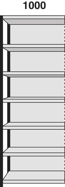 Kerkmann stellingveld Stora 100, B 1000 x D 300 x H 2600 mm, zwart/lichtgrijs, 51246915