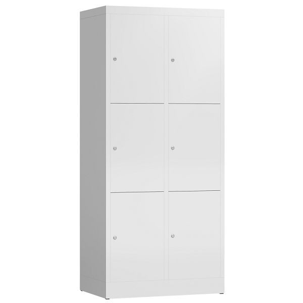 Lüllmann ClassiX lockerkast, 2 compartimenten met elk 3 compartimenten, 1800 x 800 x 500 mm, signaalwit, X-523327