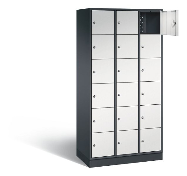 C+P lockerkast Intro, H1950xW920xD490mm, kleur: zwartgrijs/lichtgrijs, 8670-301 S10104