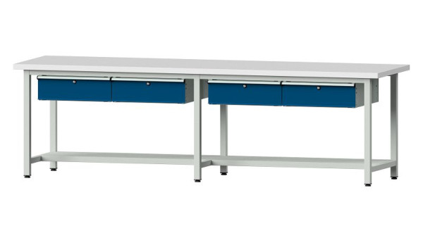 ANKE werkbanken werktafel, model 195, 2800 x 800 x 840 mm, RAL 7035/5010, KSP 40 mm, 401.484