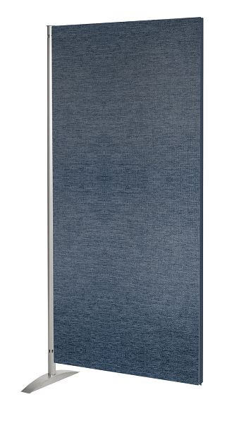 Kerkmann Metropol privacywand, textielelement, B 800 x D 450 x H 1750 mm, aluminium zilver/blauw, 45697417