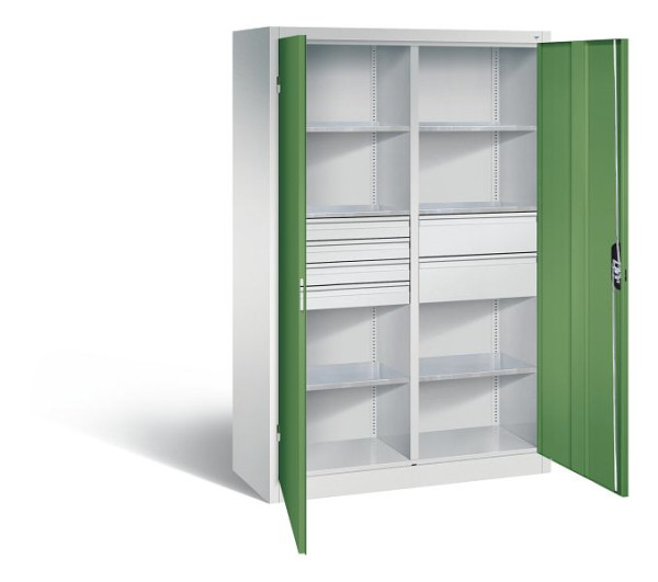 C+P Werkstattschrank mit 6 Schubladen, H1950xB1200xT500 mm, Lichtgrau/Resedagrün, 8931-30415 S10013