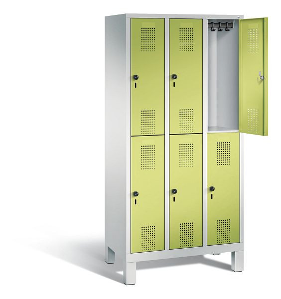 C+P locker dubbellaags Evolo, H1850xB900xD500mm, kleur: lichtgrijs / virid groen, 48310-30 S10379