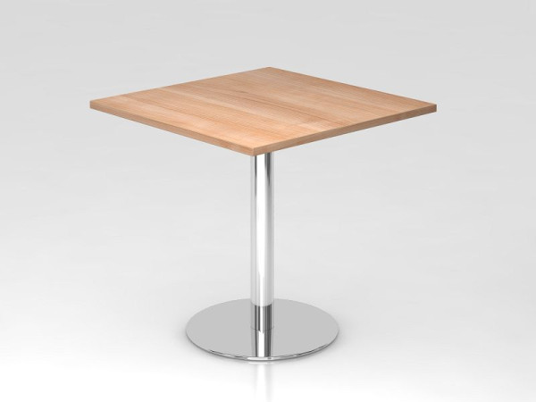 Hammerbacher vergadertafel 80x80cm walnoot/chroom, verchroomd frame, VSTF88/N/C
