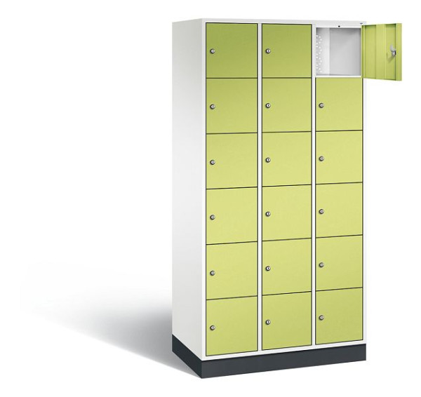 C+P lockerkast Intro, H1950xW920xD490mm, kleur: verkeerswit / virid green, 8670-301 S10116