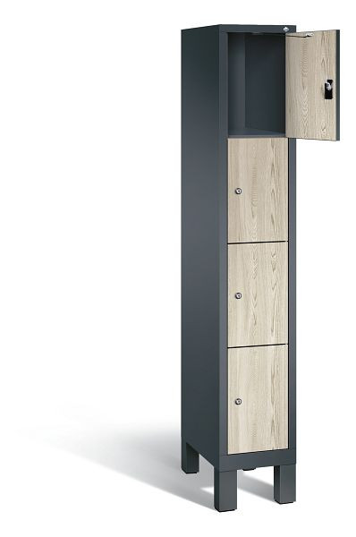 C+P lockerkast Evolo, H1850xB320xD500mm, kleur: antracietgrijs / decor Sen essen, 48010-104 S10147