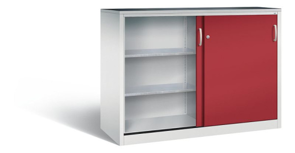 C+P schuifdeurkast Acurado, H1200xB1600xD600mm, kleur: lichtgrijs/robijnrood, beugelgreep, 2167-09 S10015