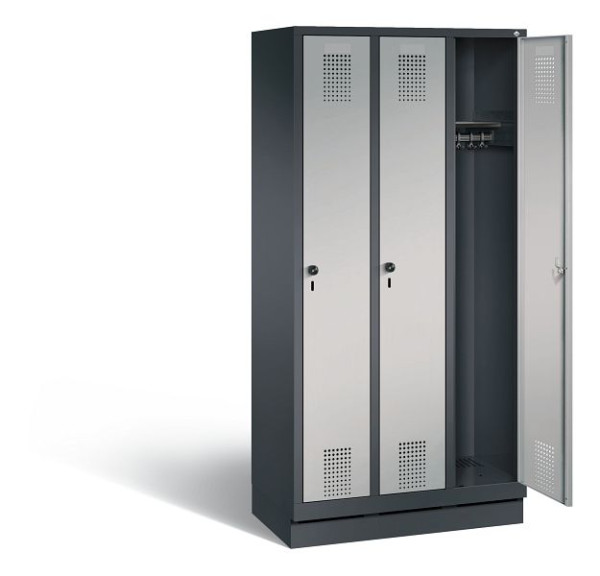 C+P Evolo garderobe, H1800xW900xD500mm, kleur: zwart-grijs/wit aluminium, 48020-30 S10021