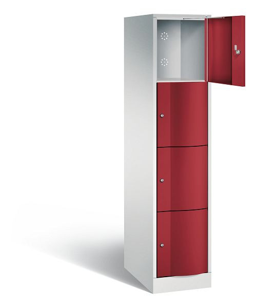 C+P XL lockerkast Resisto, H1950xB396xD640mm, kleur: lichtgrijs/robijnrood, 8470-173 S10019