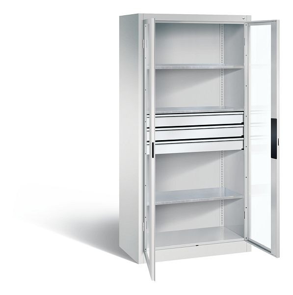 C+P gereedschapskast Acurado, H1950xW930xD500mm, kleur: lichtgrijs, verzonken handgreep, 8921-55302 S10019