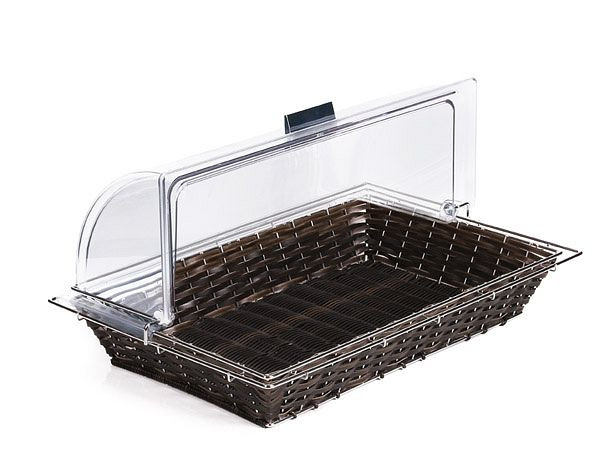 APS buffetmand, 56,5 x 36 cm, hoogte: 10 cm, polypropyleen, donkerbruin, met verchroomde draad, met bevestigingsframe, 40294