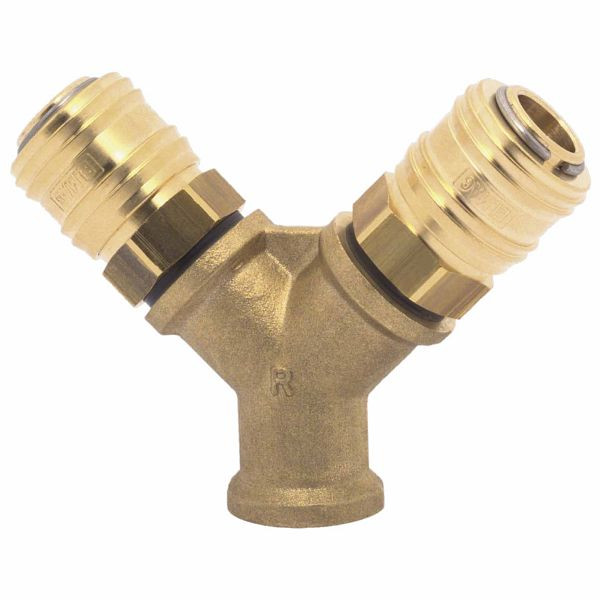 ELMAG 2-weg verdeler (zonder koppelingen), IT 3/8', messing, 42446