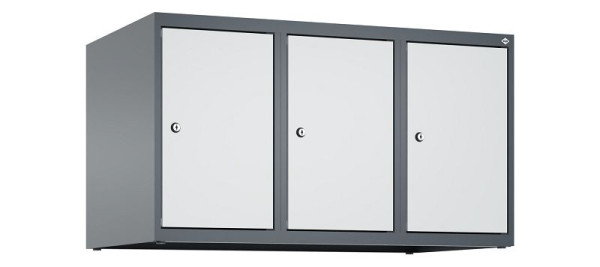 C+P Schrankaufsatz Classic PLUS, Aufsatzschrank, 7016/7035, Zylinderschlösser, 500x900x500mm, 3 Abteile, 080090-30 S10028