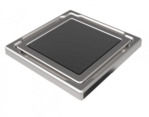 MERT vlakke vloerafvoer met gehard glazen deksel "antraciet", RVS frame 110x110 mm, DU-11-CD-antraciet