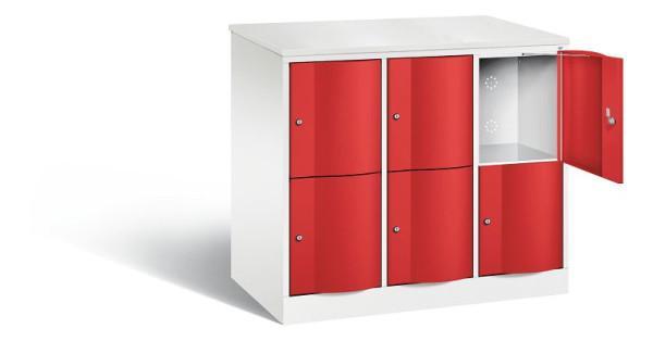C+P XL lockerkast Resisto, H1077xB1148xD640mm, kleur: verkeerswit / vuurrood, 8472-373 S10098