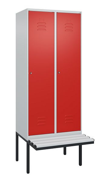 C+P Umkleidespind Classic PLUS, 2 Abteile, 2120x800x815mm, 7035/3020, Zylinderschlösser, 0800407-22 S10017