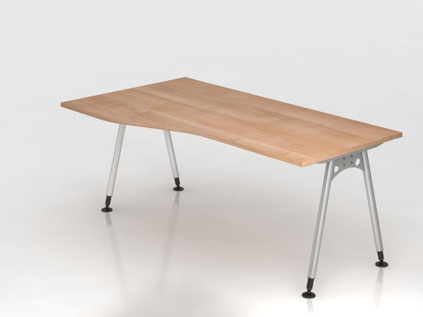 Hammerbacher bureau A-poot 180x100/80cm walnoot, vrije vorm, links of rechts te monteren, VAS18/N/S