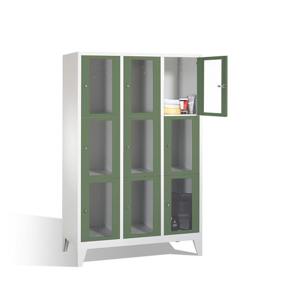 C+P lockerkast Classic, H1850xB1200xD500mm, kleur: lichtgrijs / reseda groen, 8010A323 S10004