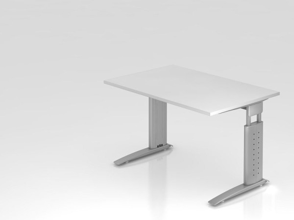 Hammerbacher bureau C-poot 120x80cm wit/zilver, werkhoogte 68-86 cm verstelbaar, VUS12/W/S