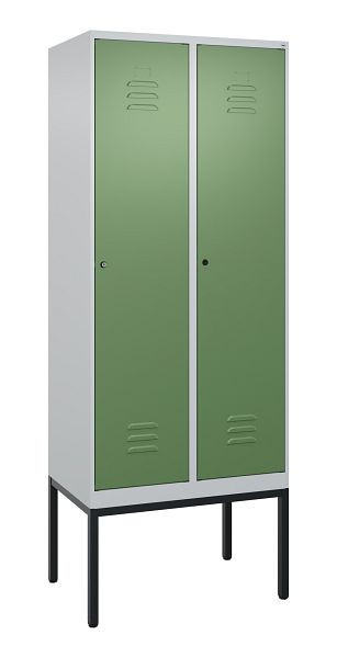 C+P luierkluis Classic PLUS met middenwand, frame, 2 vakken, 2120x800x500mm, 7035/6011, cilindersloten, 0800307-22F S10021